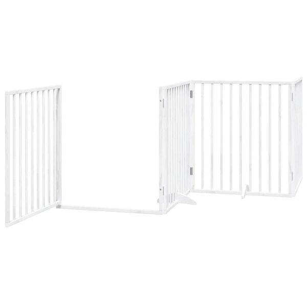 vidaXL Port&atilde;o p/ c&atilde;es com porta dobr&aacute;vel 12 pain&eacute;is 960cm &aacute;lamo branco