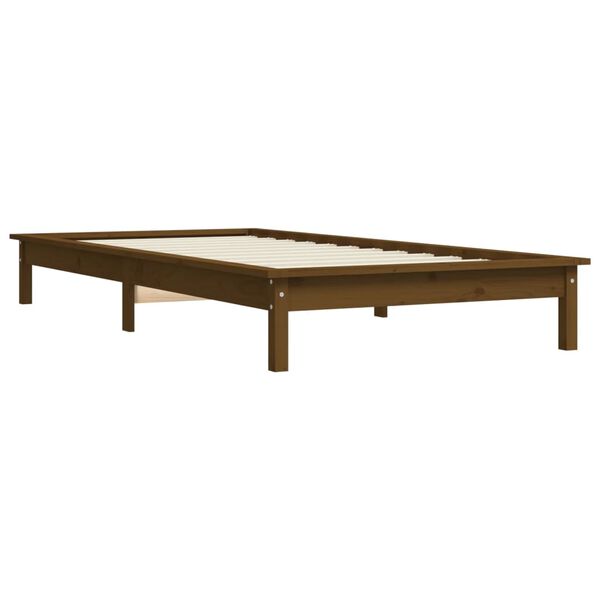 vidaXL Estrutura de cama 90x200cm madeira de pinho maci&ccedil;a castanho mel