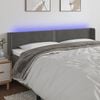 vidaXL Cabeceira cama c/ luzes LED veludo 183x16x78/88cm cinza-escuro