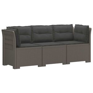 vidaXL Sof&aacute; de Jardim 3 Lugares com Almofadas visual Rattan PP