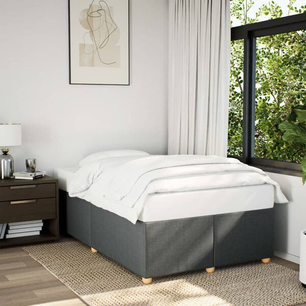 vidaXL Estrutura de cama sem colchão cinza escuro 120x190 cm tecido