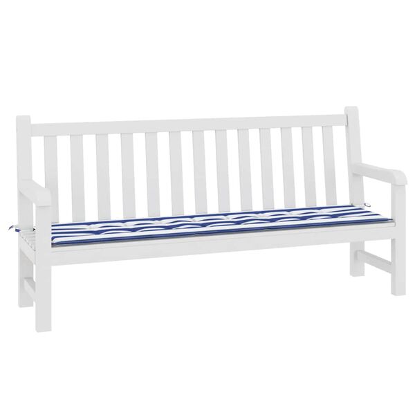 vidaXL Almofadão p/ banco jardim 200x50x4 cm tecido riscas azul/branco