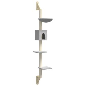 vidaXL &Aacute;rvore parede p/ gatos c/ poste arranhador 187 cm cinza-claro