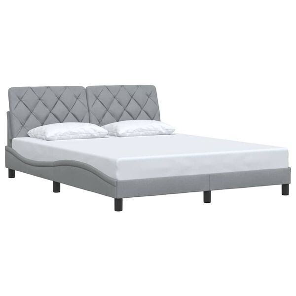 vidaXL Estrutura de cama sem colch&atilde;o 160x200 cm tecido cinzento-claro