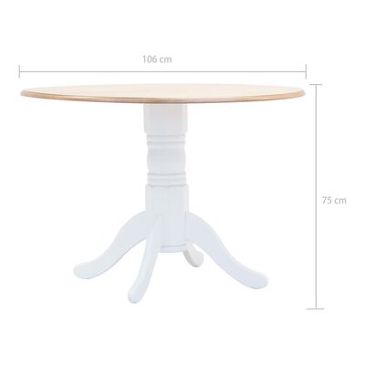 vidaXL Mesa de jantar 106 cm seringueira maciça branco e castanho