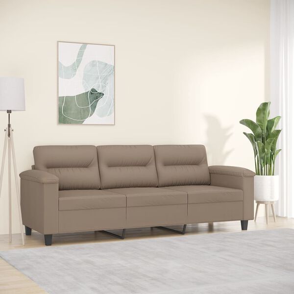 vidaXL Sof&aacute; de 3 lugares 180 cm couro artificial cor cappuccino