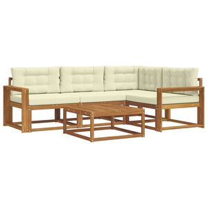 vidaXL Conjunto de Sof&aacute;s para Exterior 5 pcs Natural e Creme