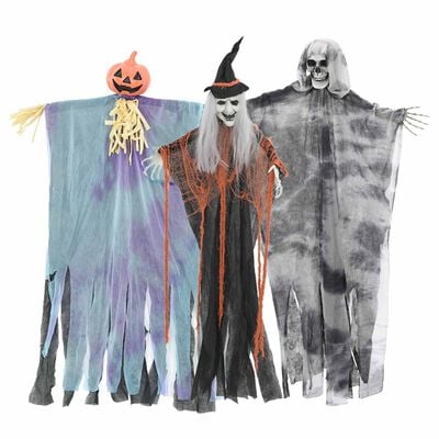 3 fantasmas de Halloween suspensos multicoloridos 61 x 97 cm