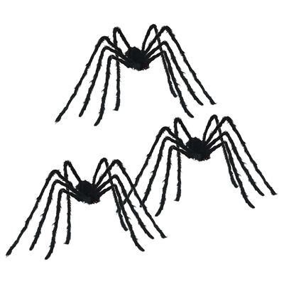 Decoração de aranha de Halloween 3 pcs preta 200 cm