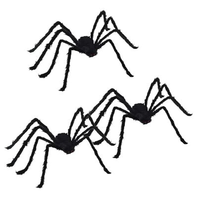Decoração de aranha de Halloween 3 pcs preta 150 cm