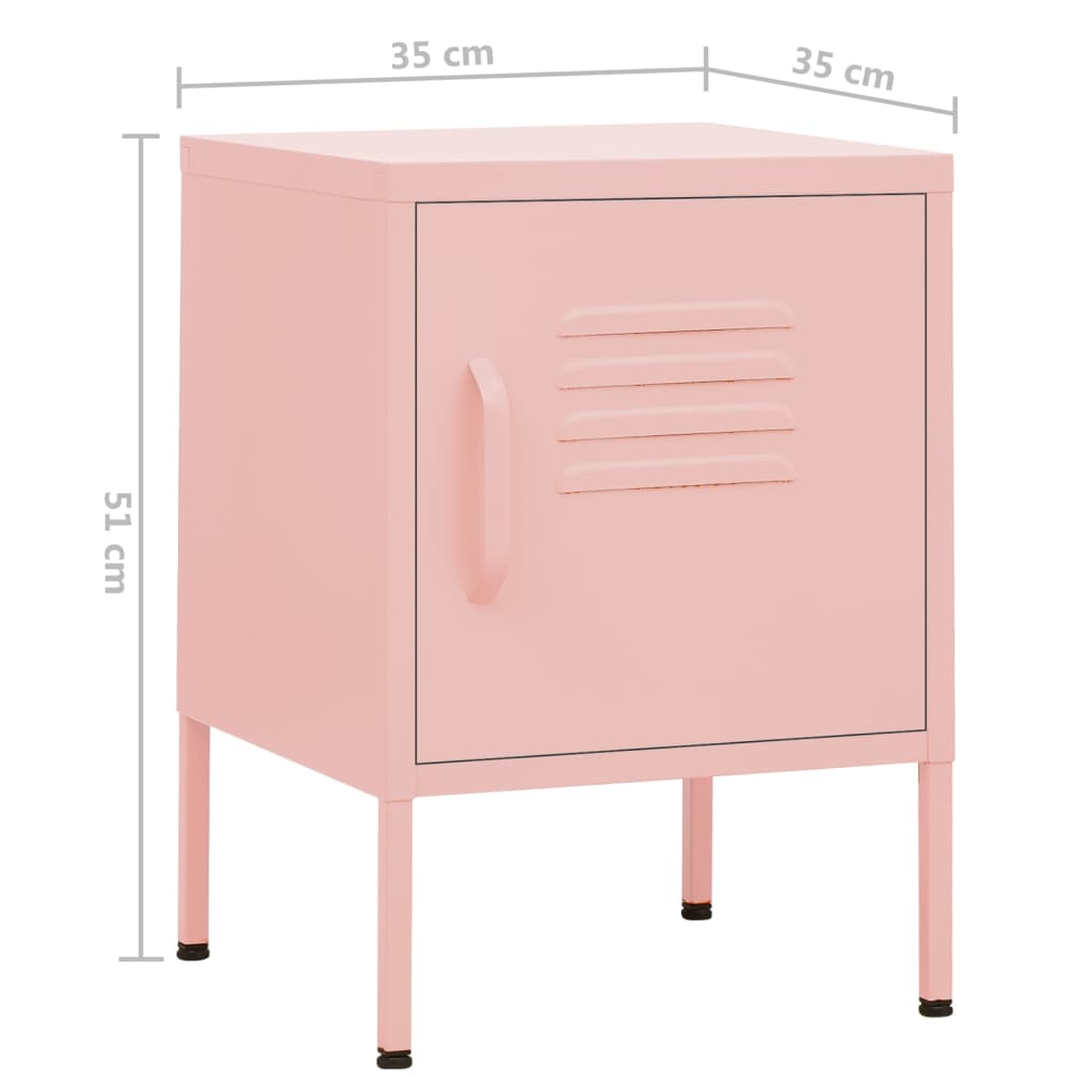 vidaXL Mesa de cabeceira 35x35x51 cm aço rosa