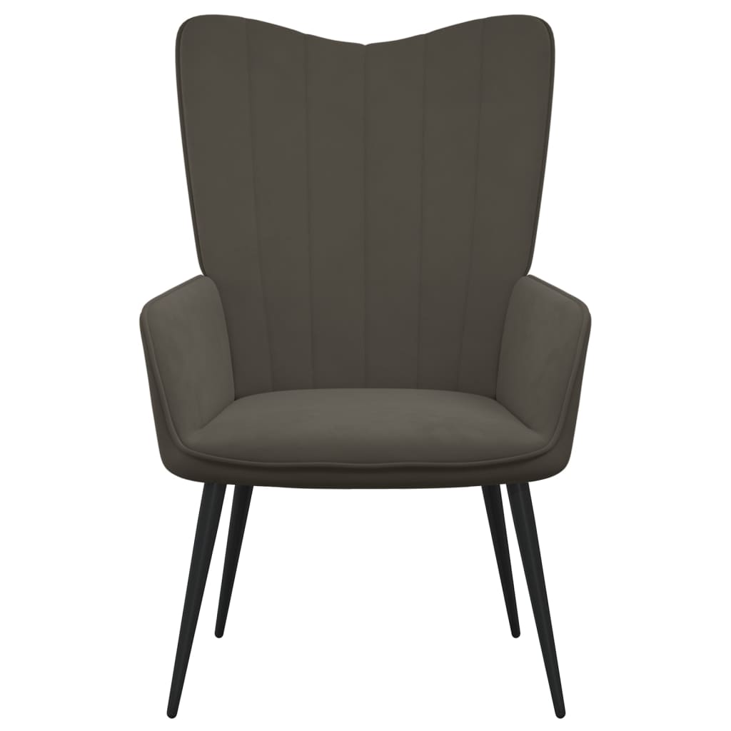 vidaXL Cadeira de descanso com banco veludo cinzento-escuro
