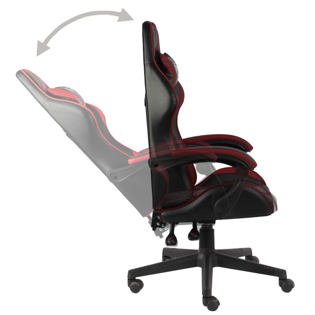 vidaXL Cadeira estilo corrida couro artificial preto e vermelho tinto