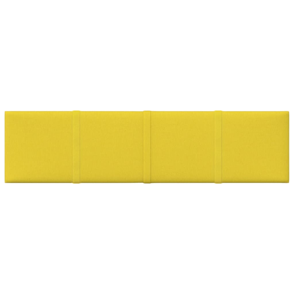 vidaXL Painel de parede 12 pcs 60x15 cm tecido 1,08 m² amarelo-claro