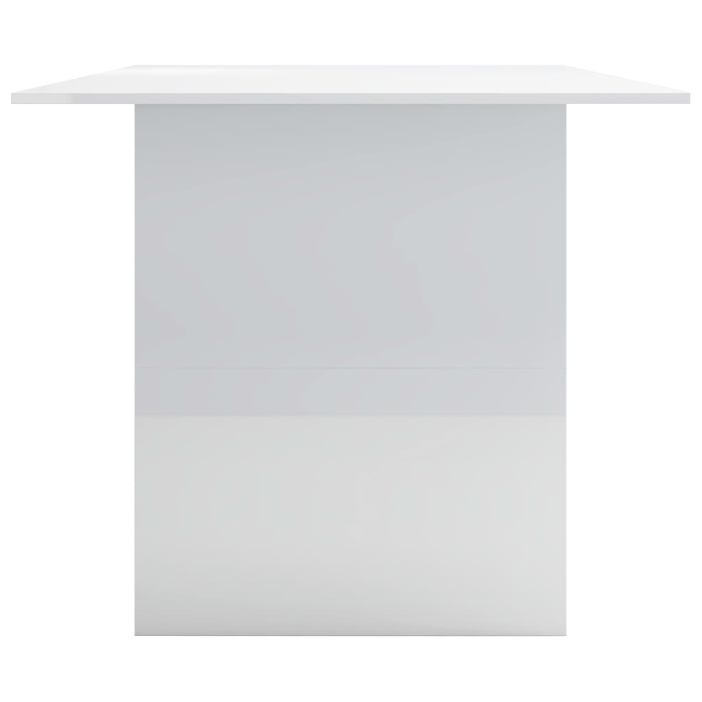 vidaXL Mesa de jantar 180x90x76 cm contraplacado branco brilhante
