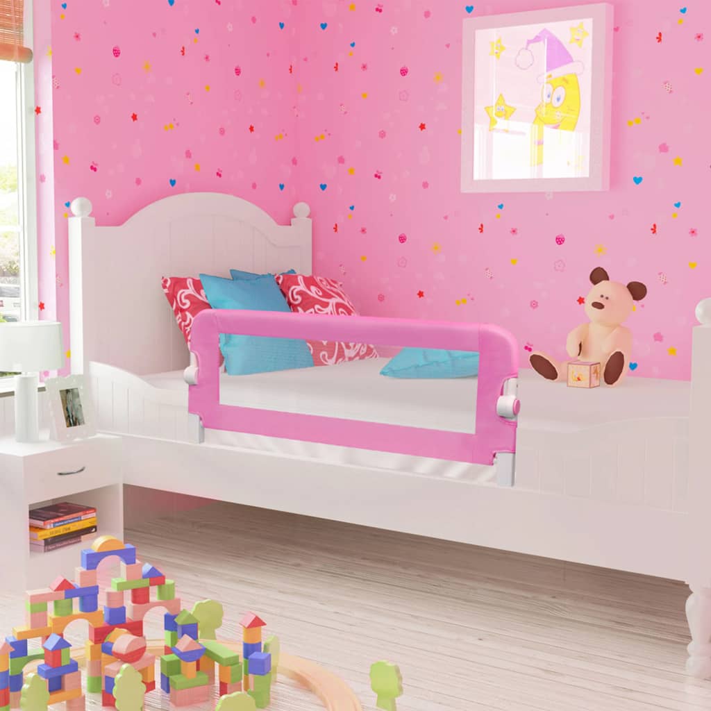 vidaXL Barra de segurança p/ cama infantil 120x42cm poliéster rosa