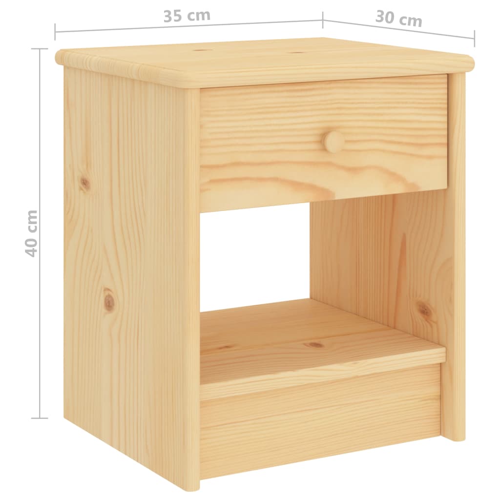 vidaXL Mesa de cabeceira 35x30x40 cm madeira de pinho maciça clara
