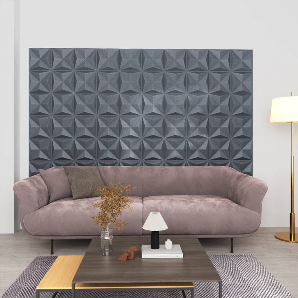 vidaXL Painéis de parede 3D 24 pcs 50x50 cm 6 m² origami cinzento