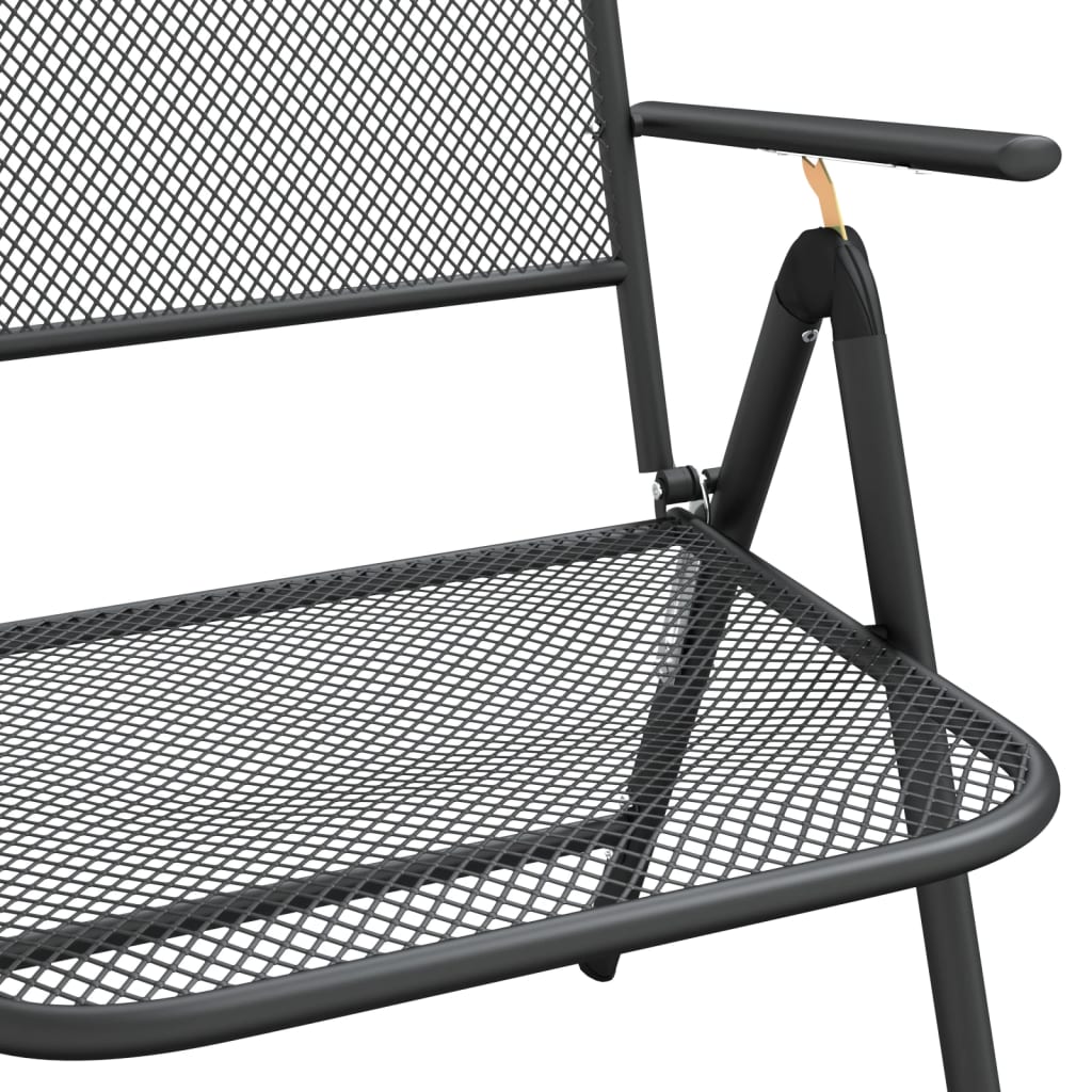 vidaXL Cadeiras jardim dobráveis 4 pcs malha metal expandido antracite