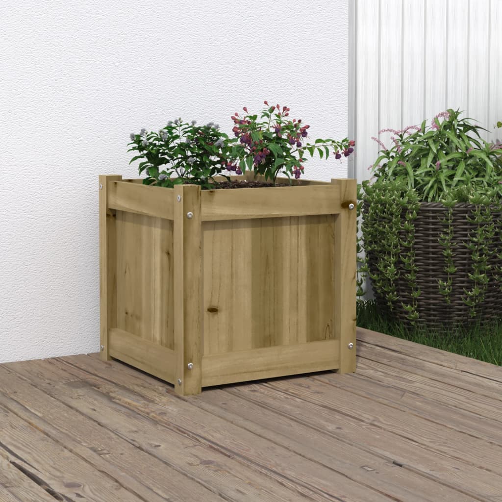 vidaXL Vaso/floreira de jardim 40x40x40 cm madeira de pinho impregnada