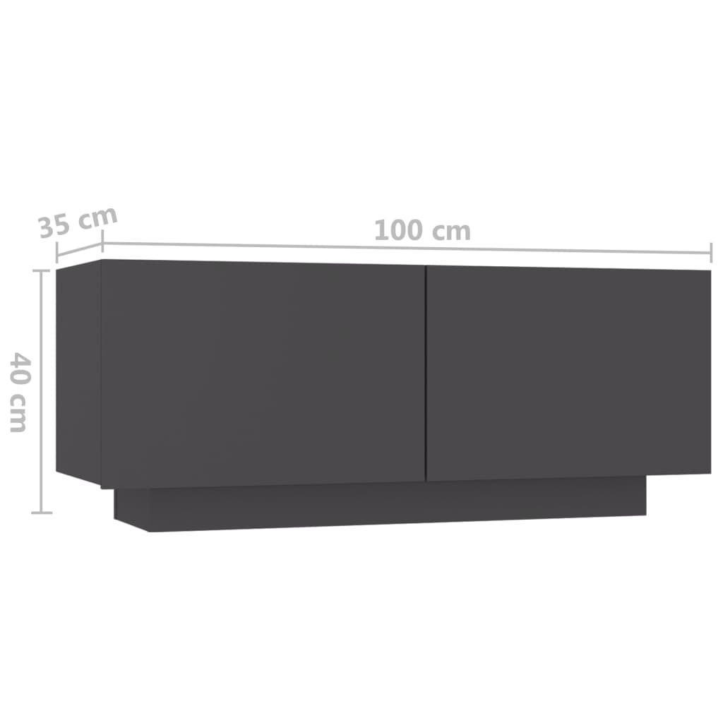 vidaXL Mesa de cabeceira 100x35x40 cm contraplacado cinzento