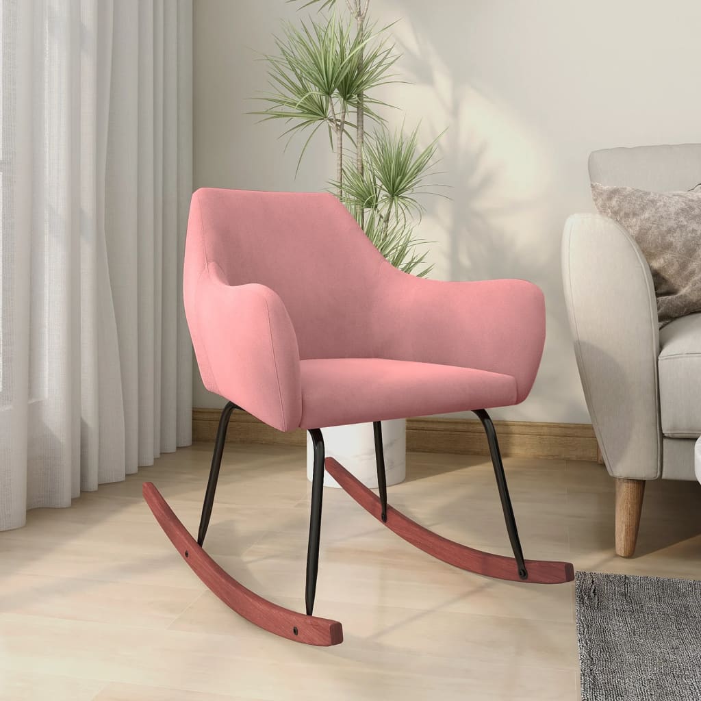 vidaXL Cadeira de baloiço veludo rosa