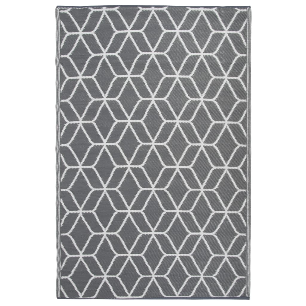 Esschert Design Tapete de exterior 180x121 cm cinzento e branco OC25