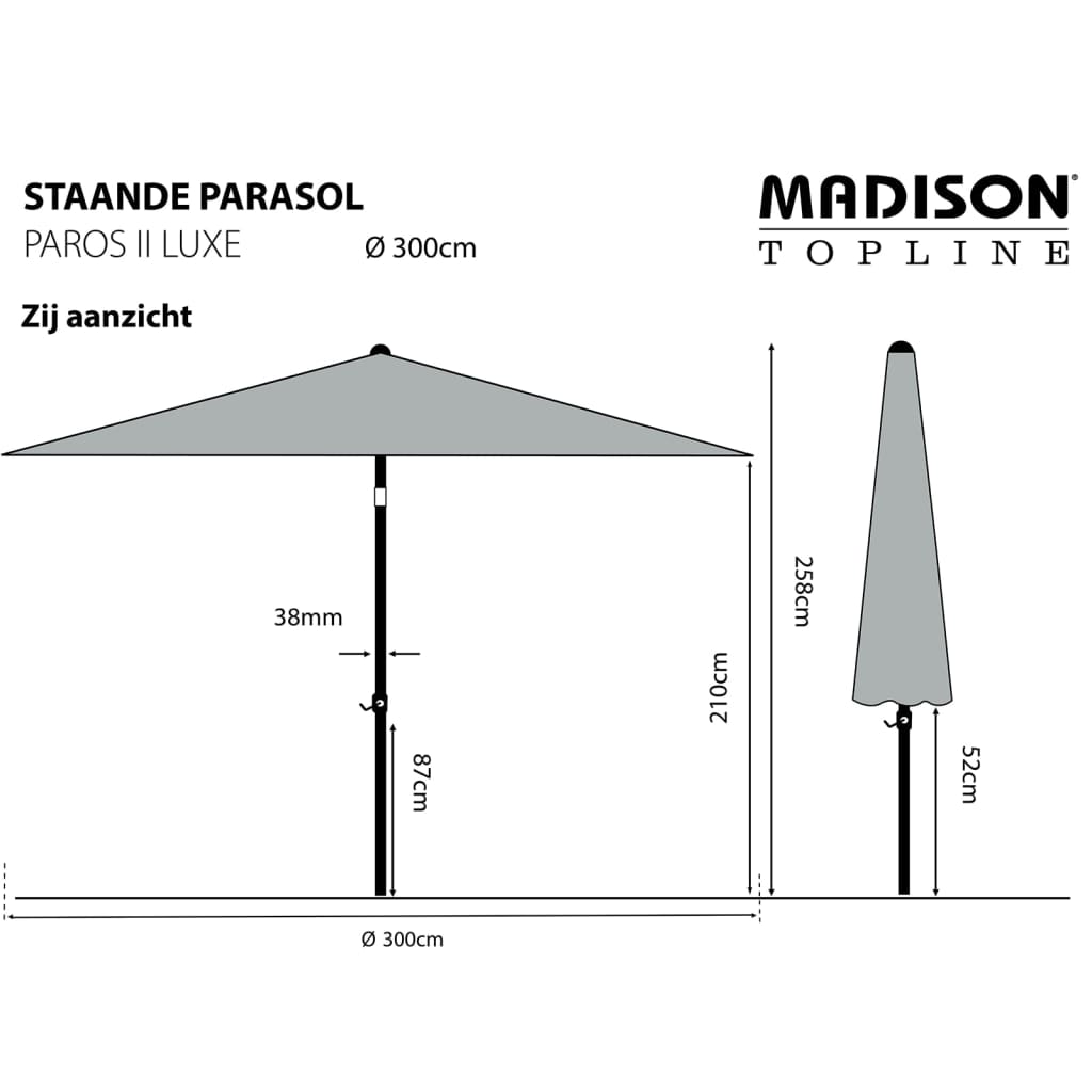 Madison Guarda-sol Paros II Luxe 300 cm cinzento-acastanhado