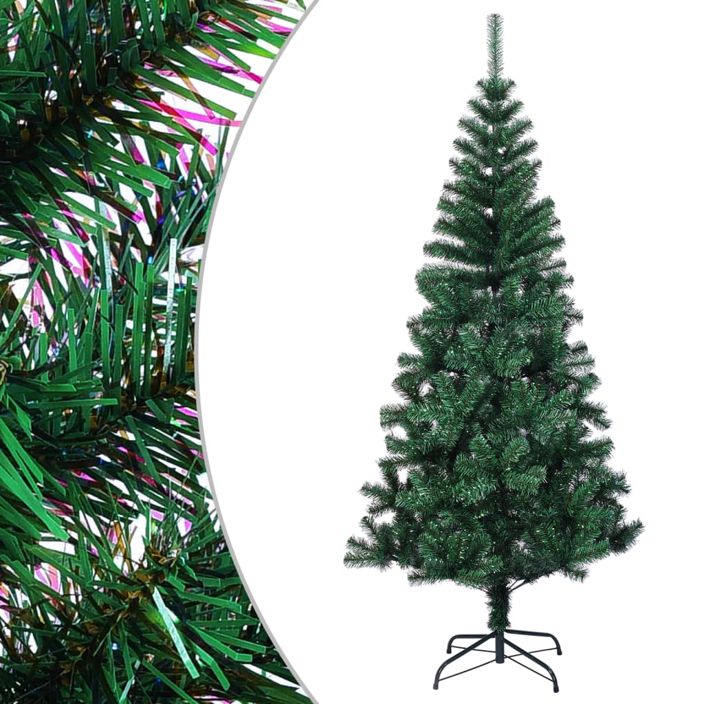 vidaXL Árvore Natal artificial c/ pontas iridescentes 120 cm PVC verde