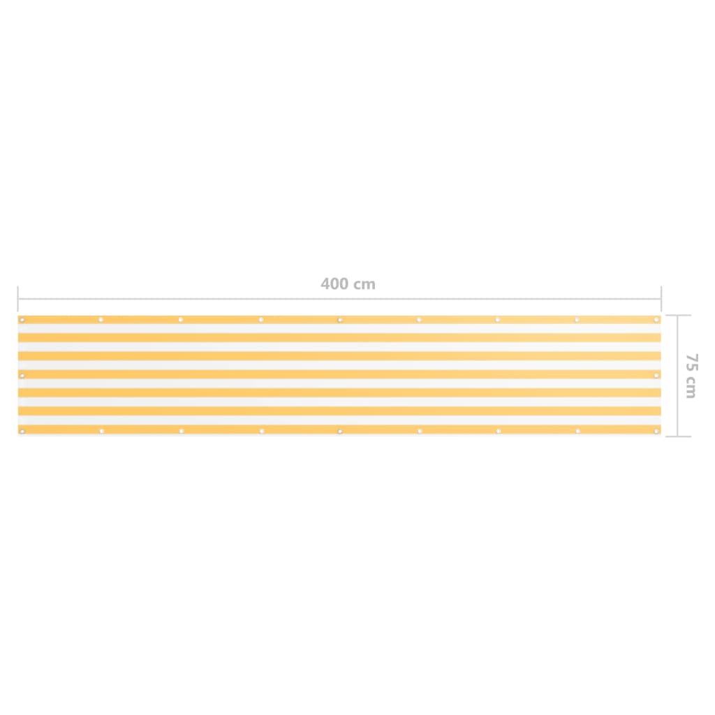 vidaXL Tela de varanda 75x400 cm tecido Oxford branco e amarelo