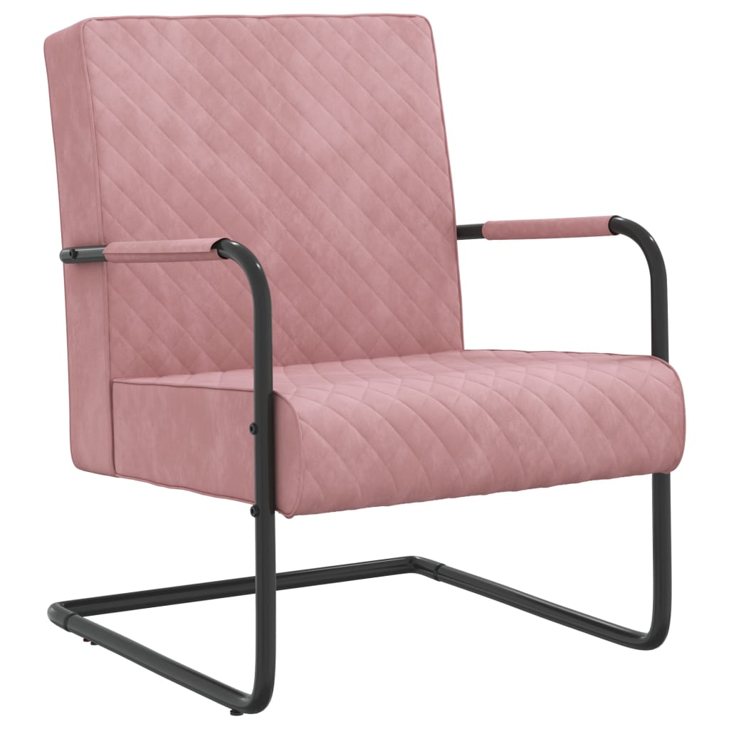 vidaXL Cadeira cantilever veludo rosa