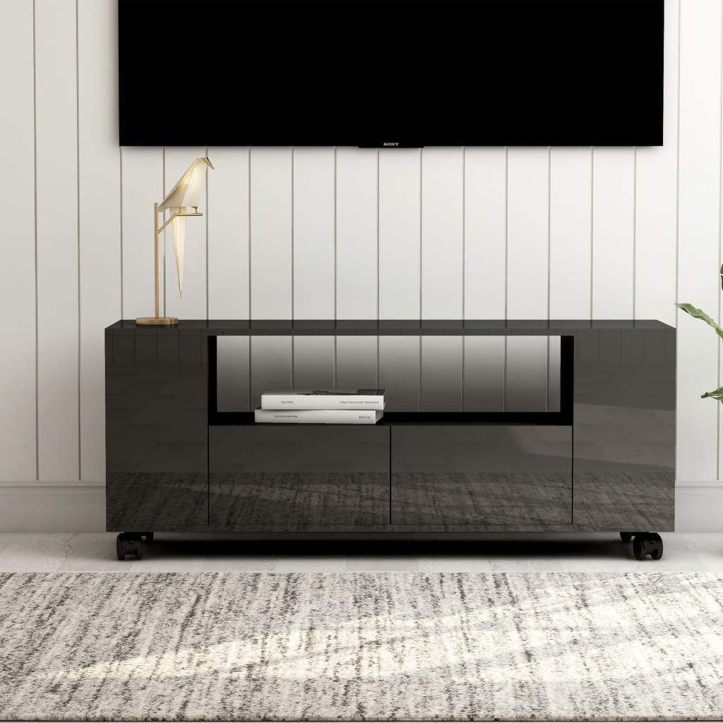 vidaXL Móvel para TV 120x35x48cm madeira processada cinzento brilhante