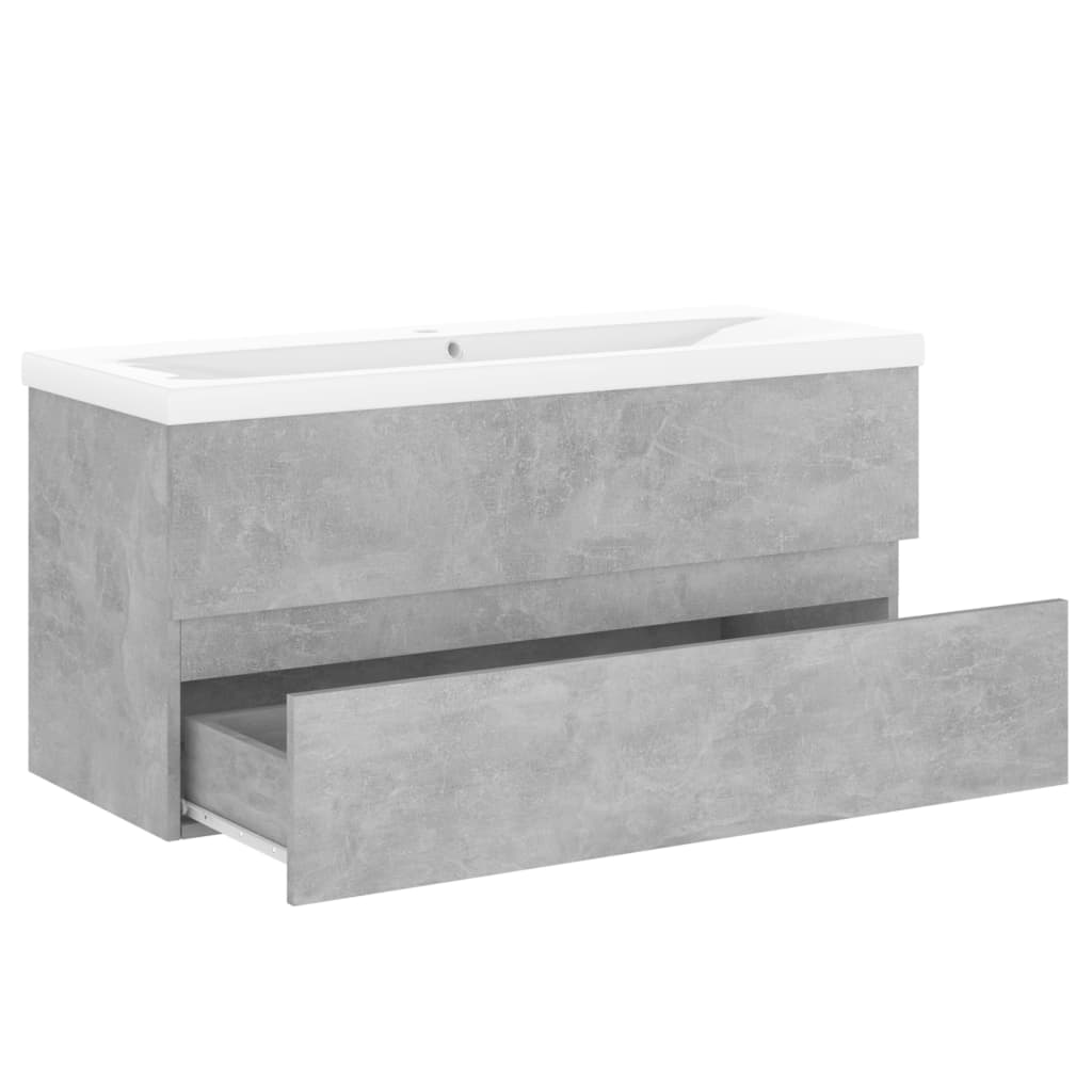 vidaXL Armário lavatório + lavatório embutido contrap. cinza cimento