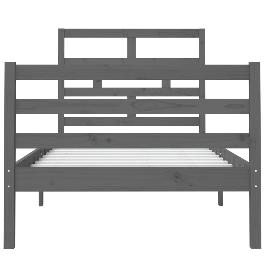 vidaXL Estrutura de cama solteiro 90x190 cm madeira maciça cinzento