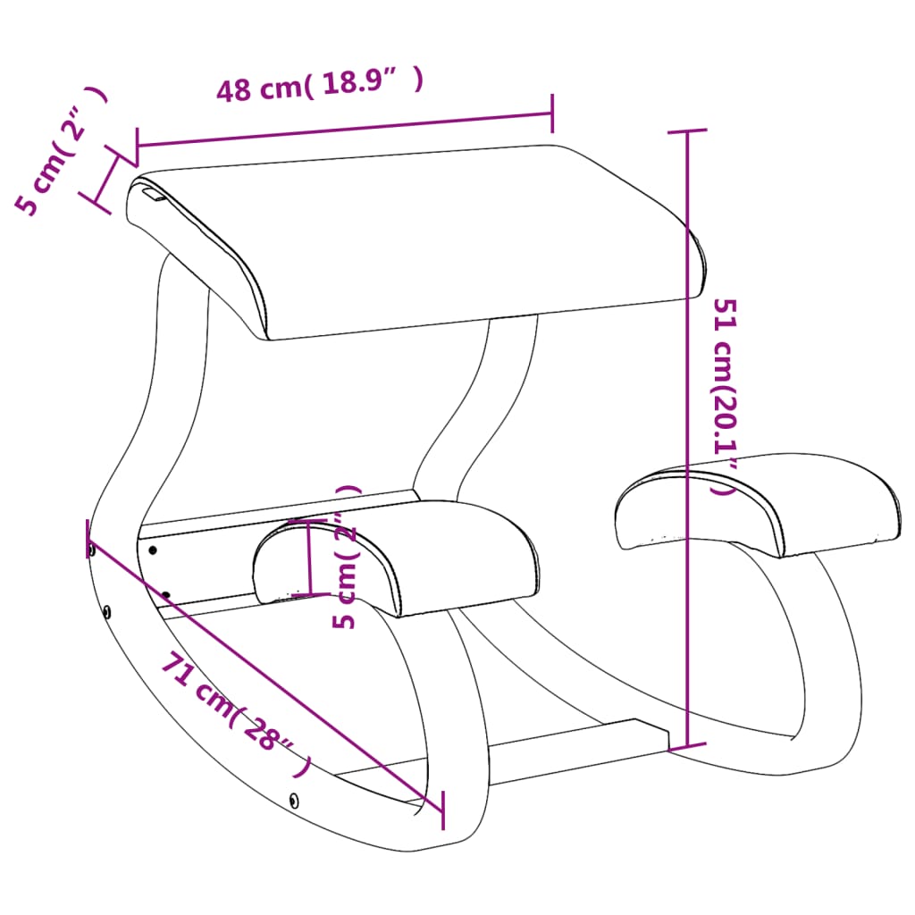 vidaXL Cadeira de ajoelhar 48x71x51cm contraplacado de bétula castanho