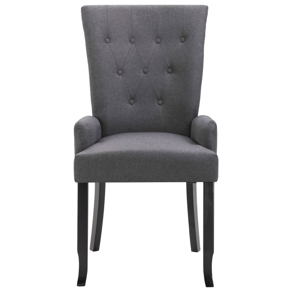 vidaXL Cadeiras jantar c/ apoio de braços 2 pcs tecido cinzento-escuro
