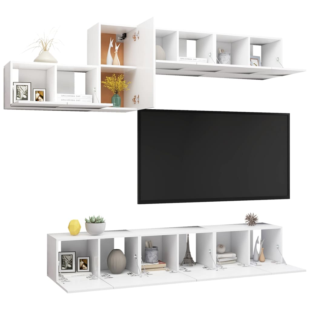 vidaXL 7 pcs conjunto de móveis de TV contraplacado branco