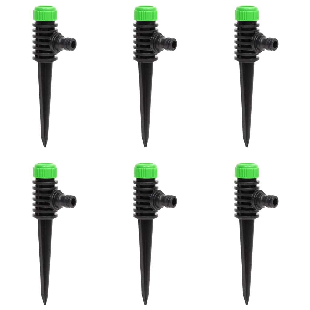 vidaXL Sprinklers rotativos 6 pcs 3x6x19,5 cm ABS/PP verde/preto