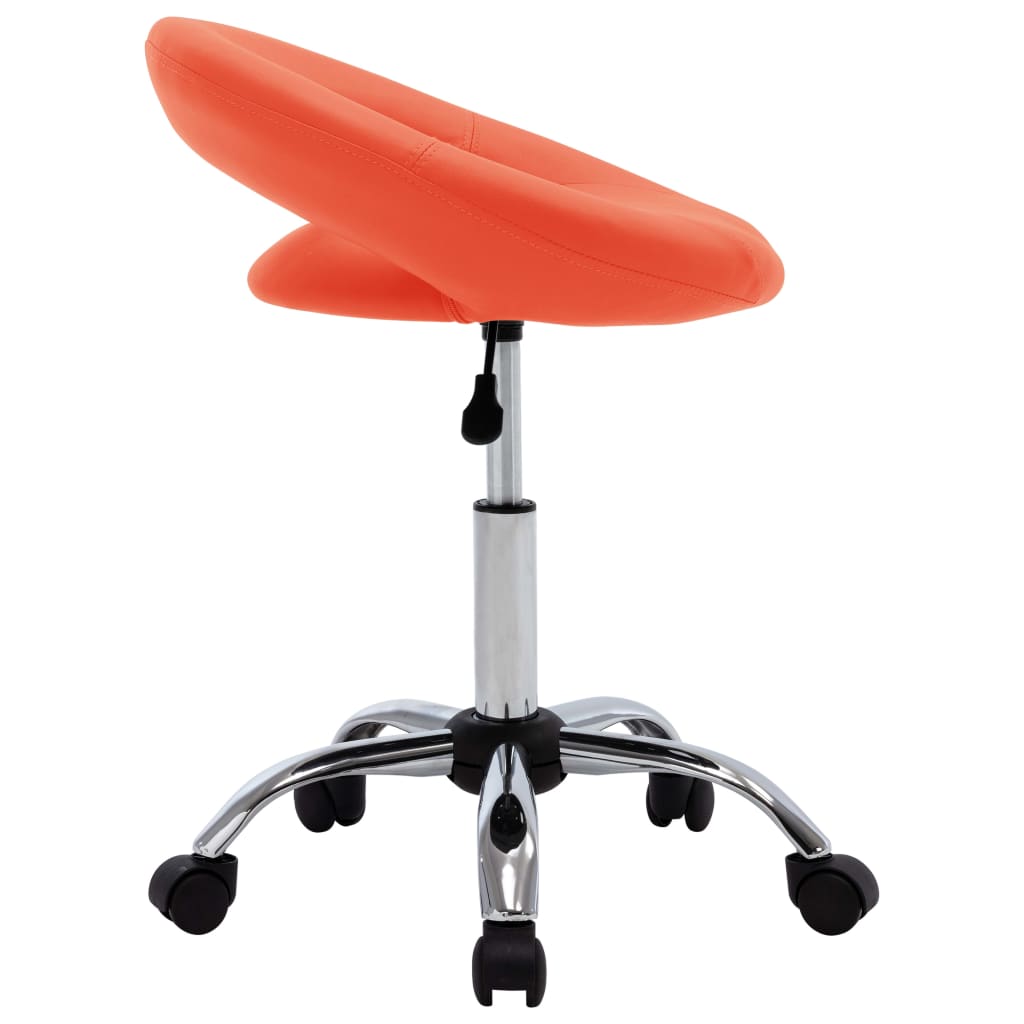 vidaXL Cadeira de trabalho com rodas couro artificial laranja