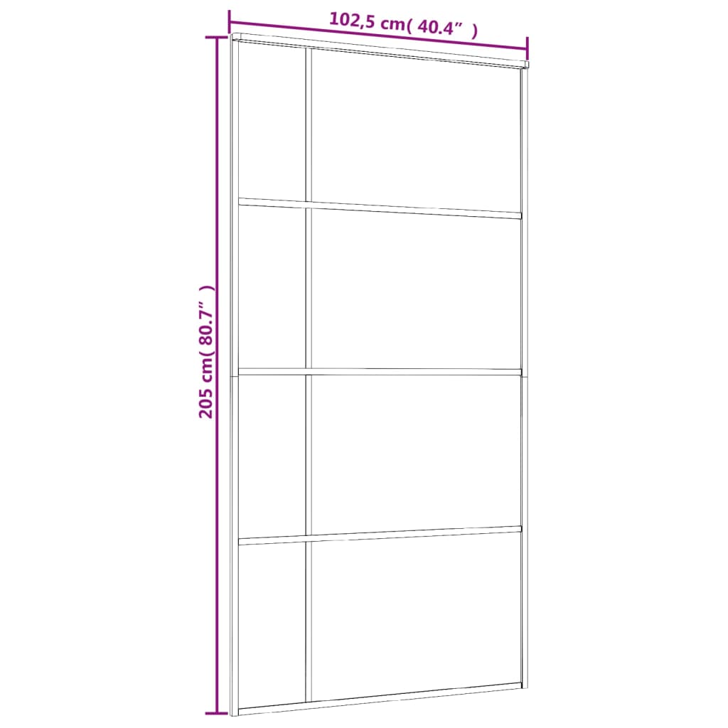 vidaXL Porta deslizante vidro ESG fosco e alumínio 102,5x205 cm preto