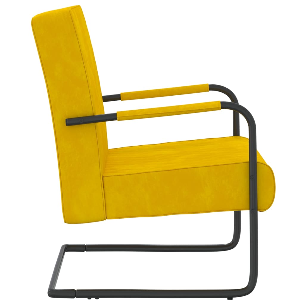 vidaXL Cadeira cantilever veludo amarelo mostarda