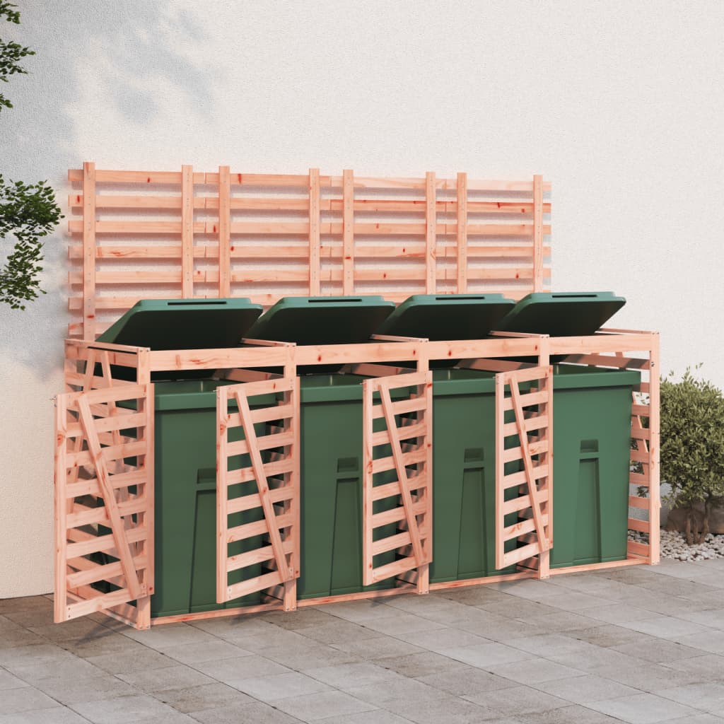 vidaXL Abrigo para caixote do lixo quádruplo madeira de douglas maciça