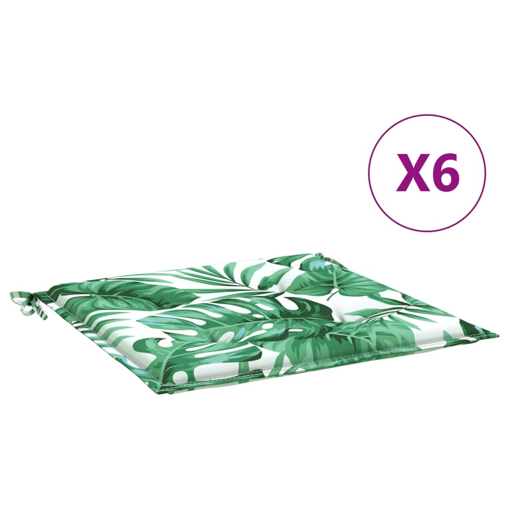 vidaXL Almofadões p/ cadeira 6pcs 50x50x3cm tecido padrão folhas