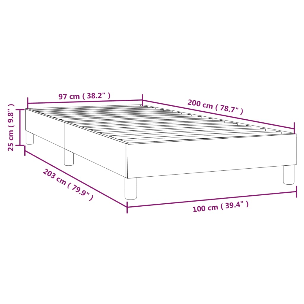 vidaXL Estrutura de cama com molas 100x200 cm tecido cinza-escuro