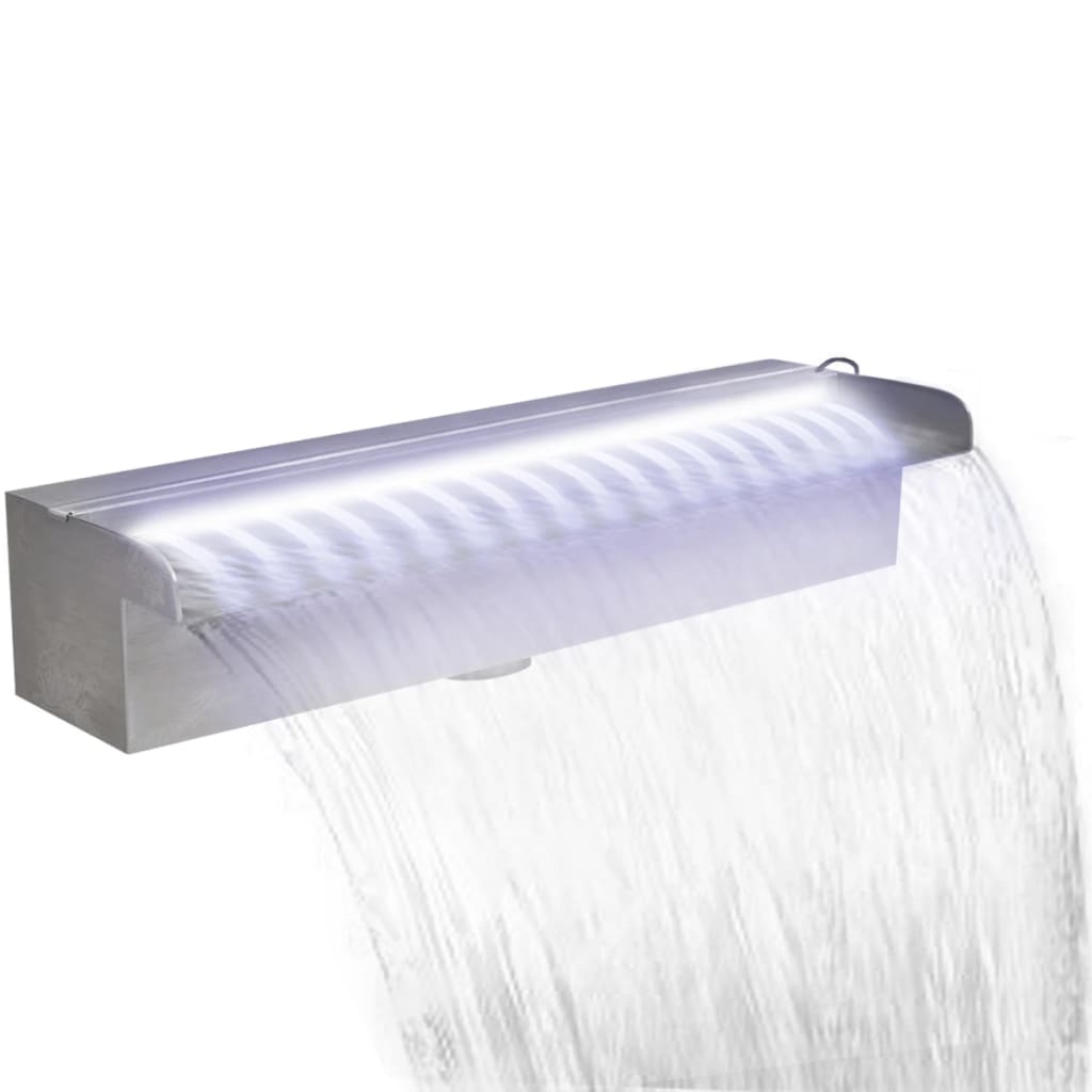 vidaXL Fonte para piscina retangular com LEDs 45 cm aço inoxidável
