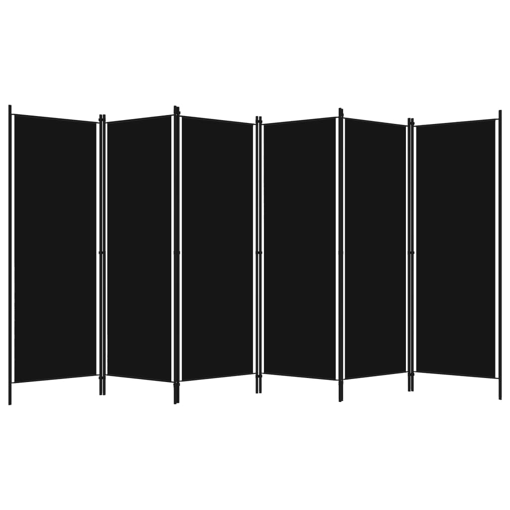 vidaXL Divisória de quarto com 6 painéis 300x180 cm preto