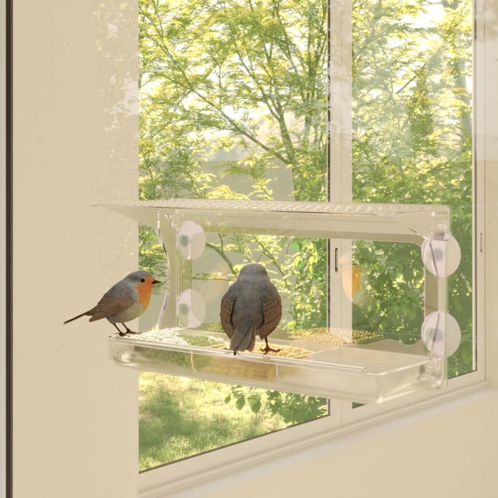 VidaXL Alimentadores de pássaros para janela 2 pcs 30x12x15cm acrílico