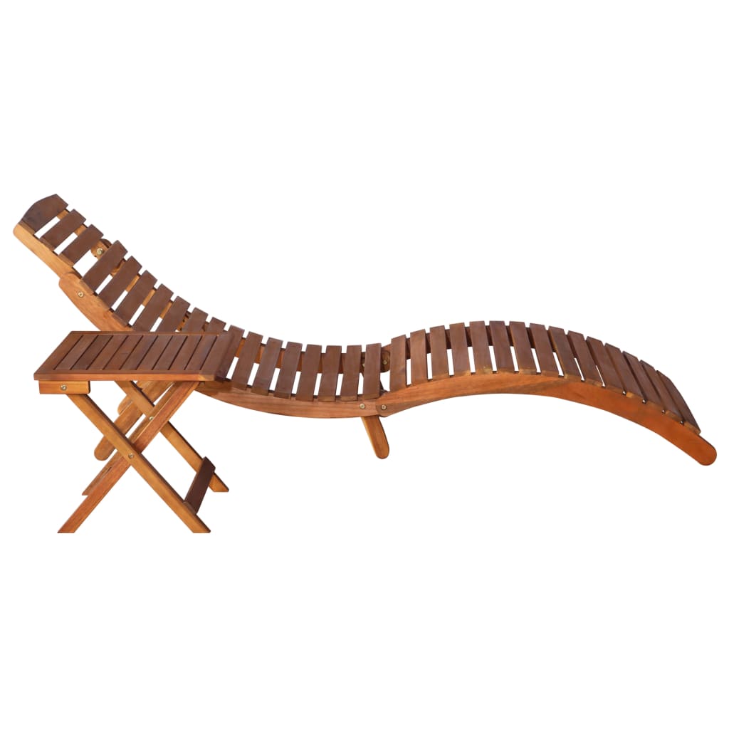 vidaXL Espreguiçadeira com mesa madeira de acácia maciça castanho