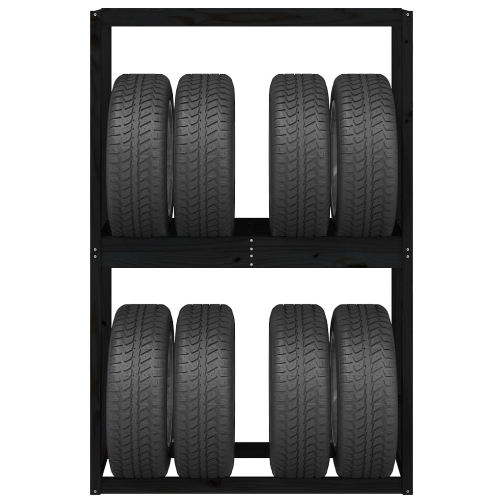 vidaXL Prateleira para pneus 120x40x180 cm pinho maciço preto