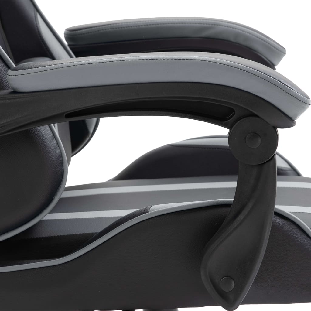 vidaXL Cadeira de gaming couro artificial cinzento